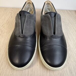 ECCO Soft 7 Womens Black Grey Leather Slip On Sneakers 430893-51160 Size 40 9